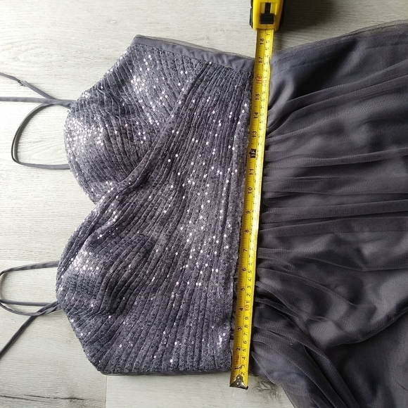 BHLDN Isadore Pewter Watters Bridesmaid Dress sz 10‎ holidays gray sequin maxi - Picture 15 of 16